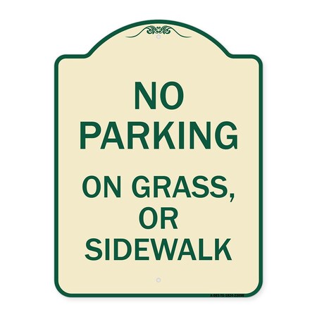 Signmission No Parking on Grass or Sidewalk Parking Heavy-Gauge Aluminum Sign, 24" x 18", TG-1824-23698 A-DES-TG-1824-23698